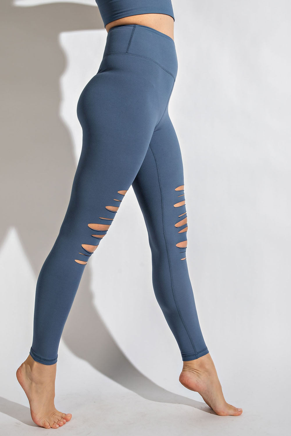 Laser Cut Leggings in Code Blue